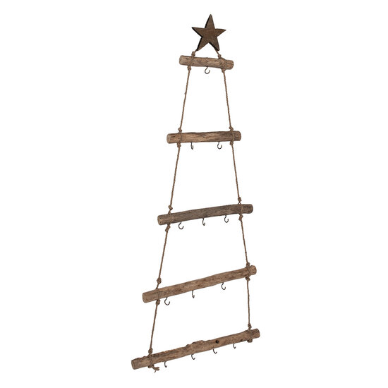 Clayre &amp; Eef | Hanger Kerstboom met haken Bruin 46x5x110 cm | 6H2380