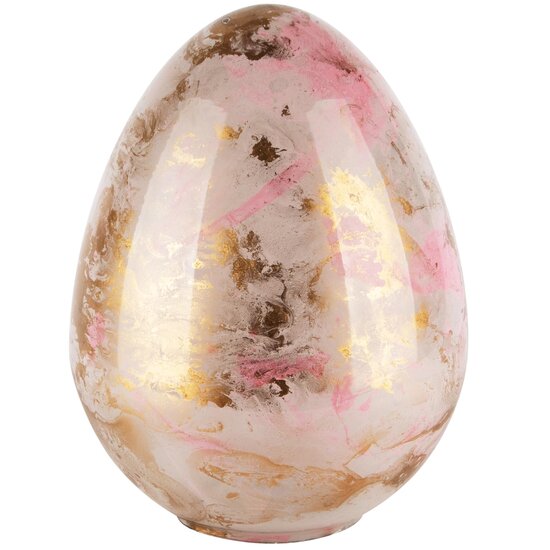 Dekoratief | Deco ei &#039;Pink/Gold Marbled&#039;, glas, 15x15x20cm | A240442