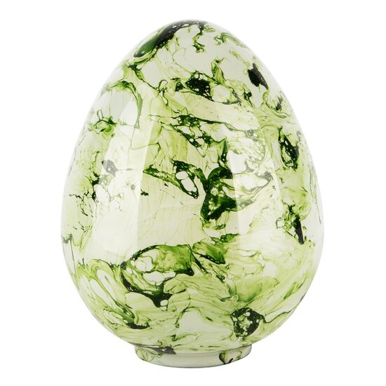 Dekoratief | Deco ei &#039;Green Marbled&#039;, glas, 12x12x15cm | A240448