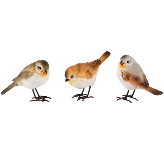Dekoratief | Deco vogeltje roodborstje, resina, 5x10x9cm, set van 3 stuks | A240451