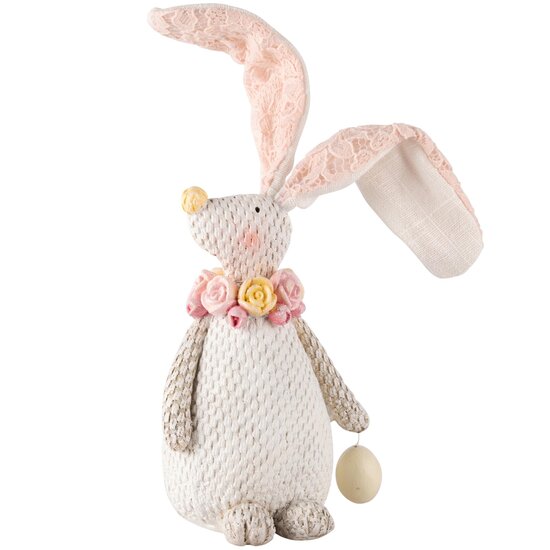 Dekoratief | Bunny zittend m/ei, wit, resina, 9x9x25cm | A240475