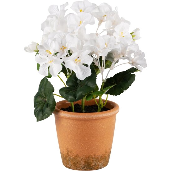 Dekoratief | Bloempot m/witte bloemen, PVC, 15x15x23cm | A240579