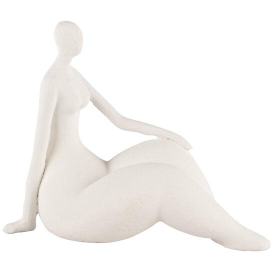 Dekoratief | Deco dame zittend, wit, cement, 17x7x13cm | A240777
