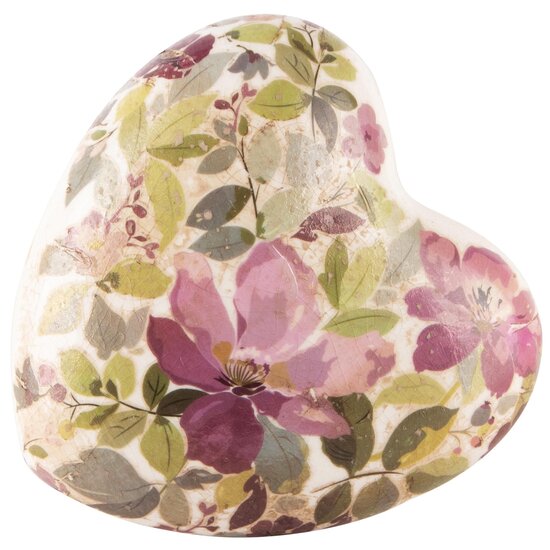 Dekoratief | Deco hart &#039;Purple Flowers&#039;, keramiek, 12x12x5cm | A240817
