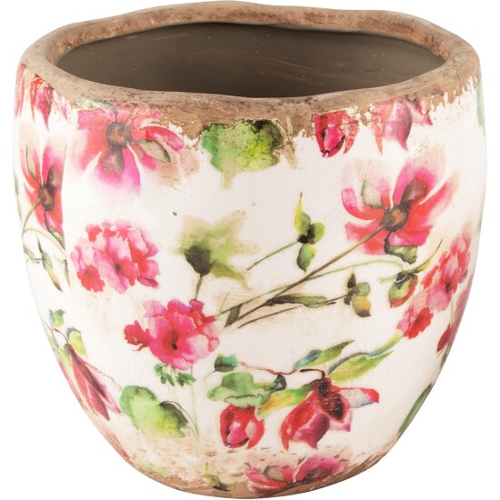 Dekoratief | Bloempot &#039;Fuchsia Flowers&#039;, keramiek, 14x14x14cm | A240826