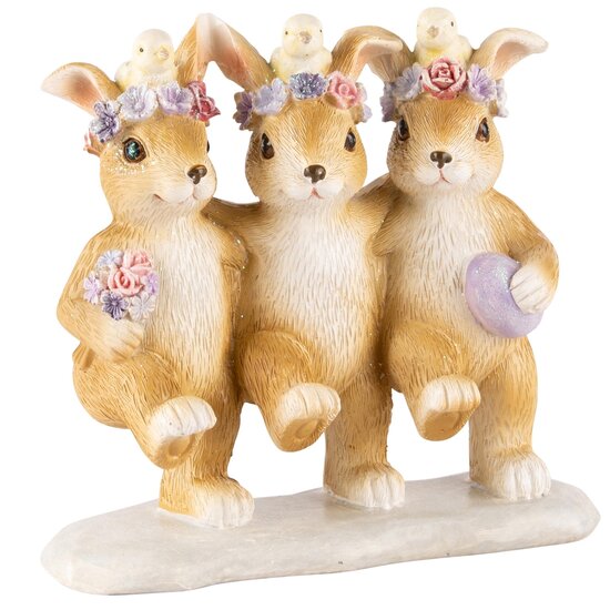 Dekoratief | Trio bunny&#039;s dansend, resina, 12x6x12cm | A240135