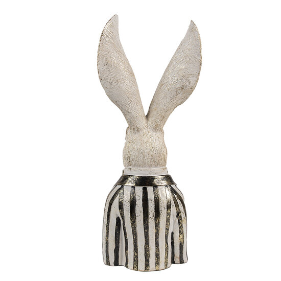 Clayre &amp; Eef | Decoratie beeld Konijn Wit Goudkleurig zwart 16x14x42 cm | 6PR4090