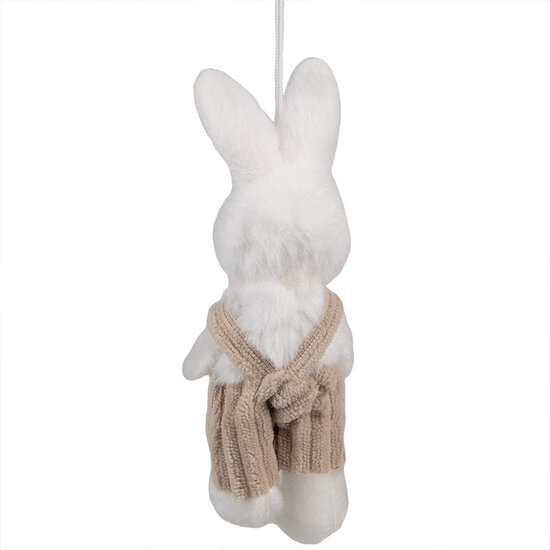Clayre &amp; Eef | Decoratie Hanger Konijn Wit Bruin 6x4x14 cm | 65347