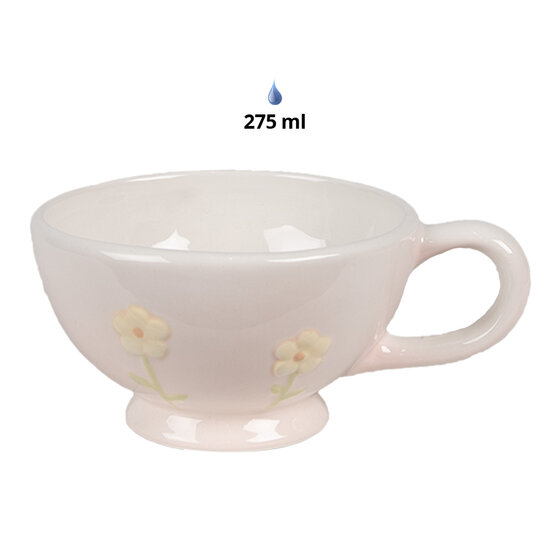 Clayre &amp; Eef | Tea for One Roze Wit 18x12x13 cm /&oslash; 15x11x7 cm 500 ml / 275 ml | 6CE1698