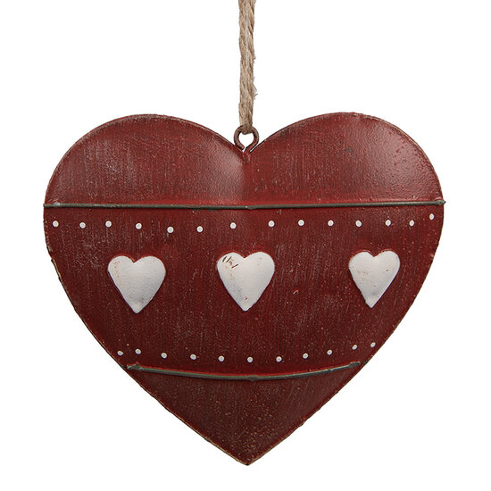Clayre &amp; Eef | Decoratie hanger hart Rood 11x2x10 cm | 6Y5552