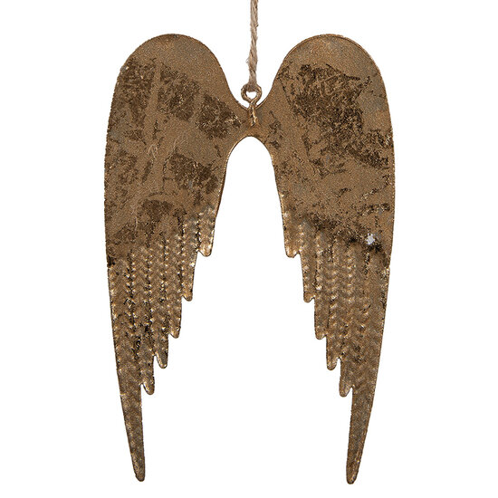 Clayre &amp; Eef | Decoratie Beeld Vleugels Goudkleurig 14x9 cm | 6Y5553S