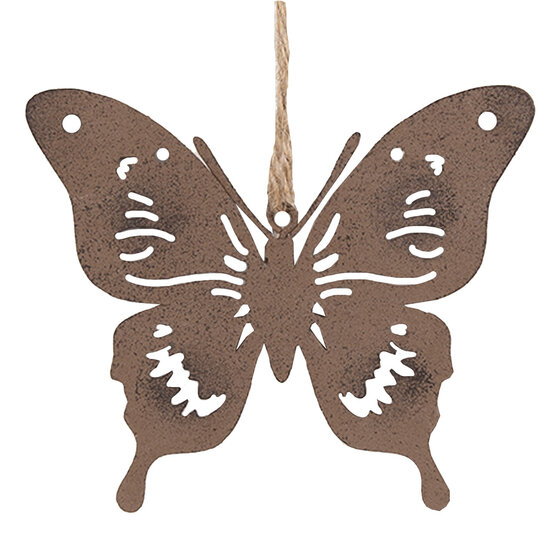 Clayre &amp; Eef | Decoratie hanger vlinder Bruin 10x9 cm | 6Y5574