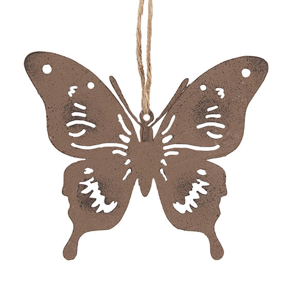 Clayre &amp; Eef | Decoratie hanger vlinder Bruin 10x9 cm | 6Y5574