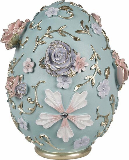 Clayre & Eef | Decoratie Beeld Ei Blauw Roze 21x22x26 cm | 6PR5040