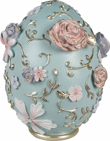 Clayre & Eef | Decoratie Beeld Ei Blauw Roze 21x22x26 cm | 6PR5040