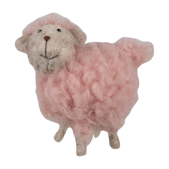 Clayre &amp; Eef | Decoratie beeld Schaap Roze 14x7x10 cm | 65378