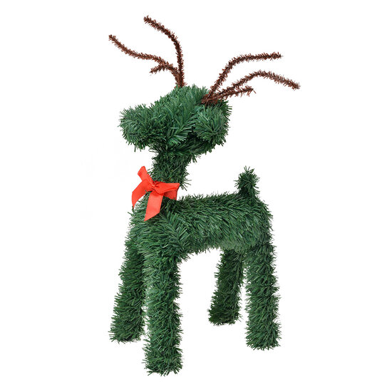 Clayre &amp; Eef | Kerstdecoratie Rendier Groen 15x8x26 cm | 65493
