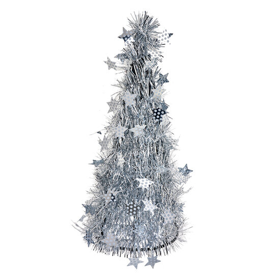 Clayre &amp; Eef | Kerstdecoratie Kerstboom Zilverkleurig &oslash; 17x38 cm | 65538M