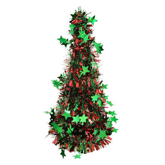 Clayre &amp; Eef | Kerstdecoratie Kerstboom Rood Groen &oslash; 17x38 cm | 65539M
