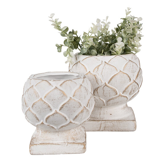 Clayre &amp; Eef | Bloempot Wit &oslash; 14x14 cm | 6TE0511S