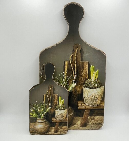 Decoratie broodplank met print Nepalese pot bloempot &amp; krukje 64  cm x 34 cm touw maat XL | Stoer &amp; Sober | 146181 | Home Sweet Home