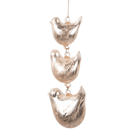 Clayre &amp; Eef | Decoratie hanger vogels Beige Zilverkleurig 7x5x16 cm | 6GL4456