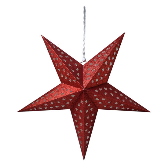 Clayre &amp; Eef | Kerstdecoratie Ster Rood 60x22x60 cm | 6PA0512LR
