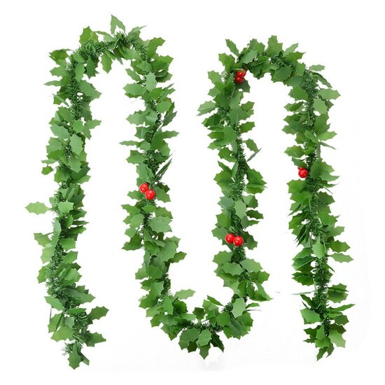 Clayre &amp; Eef | Decoratie slinger kerst Groen Rood 200 cm | 65521