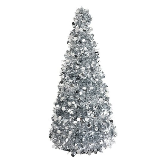 Clayre &amp; Eef | Kerstdecoratie Kerstboom Zilverkleurig &oslash; 21x50 cm | 65511