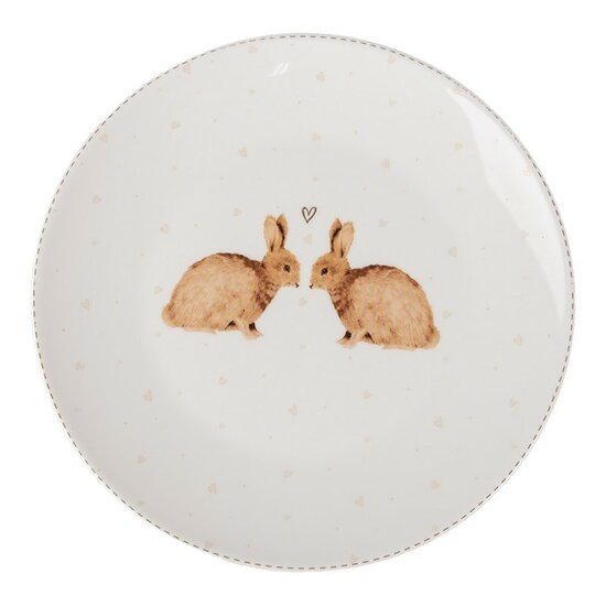 Clayre &amp; Eef | Servies Ontbijtbord Wit Bruin &oslash; 20x2 cm | BSLCDP