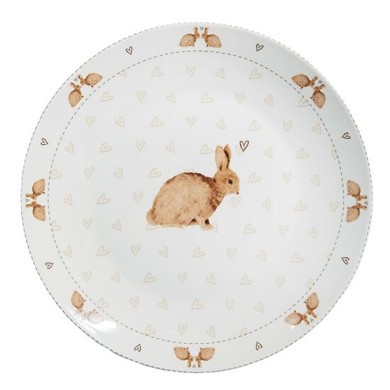 Clayre &amp; Eef | Servies Dinerbord Wit Bruin &oslash; 26x2 cm | BSLCFP