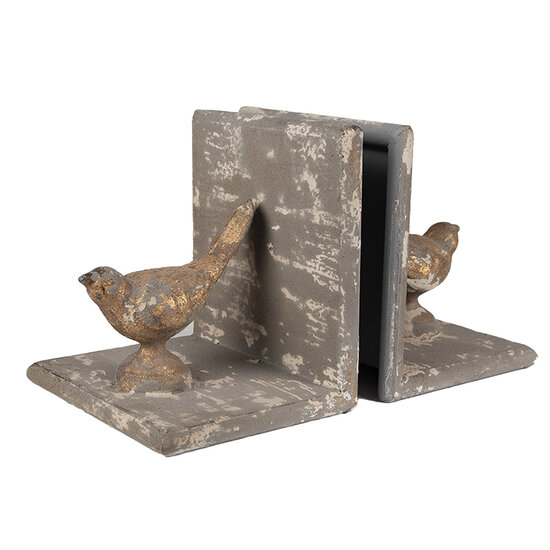 Clayre &amp; Eef | Boekensteunen Set van 2 Grijs Goudkleurig 26x15x15 cm | 65381