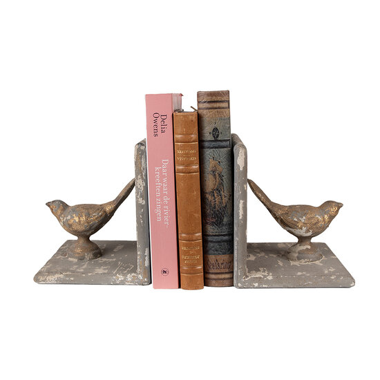 Clayre &amp; Eef | Boekensteunen Set van 2 Grijs Goudkleurig 26x15x15 cm | 65381