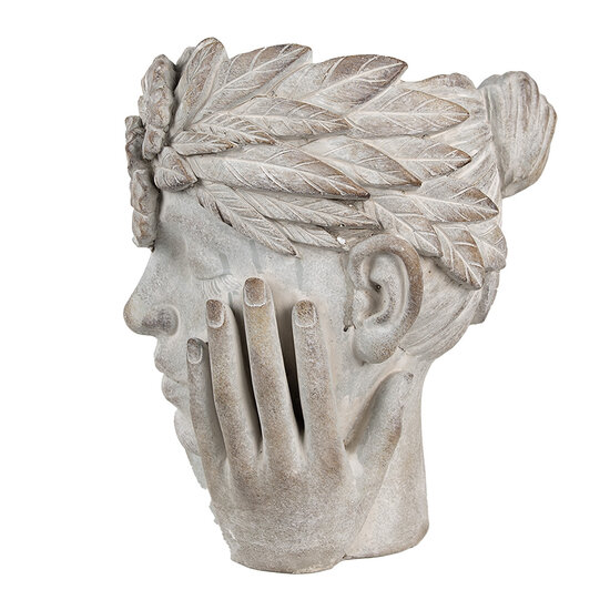 Clayre & Eef | Bloempot Binnen Hoofd Grijs 27x22x31 cm | 6TE0500