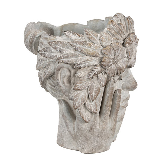 Clayre & Eef | Bloempot Binnen Hoofd Grijs 27x22x31 cm | 6TE0500