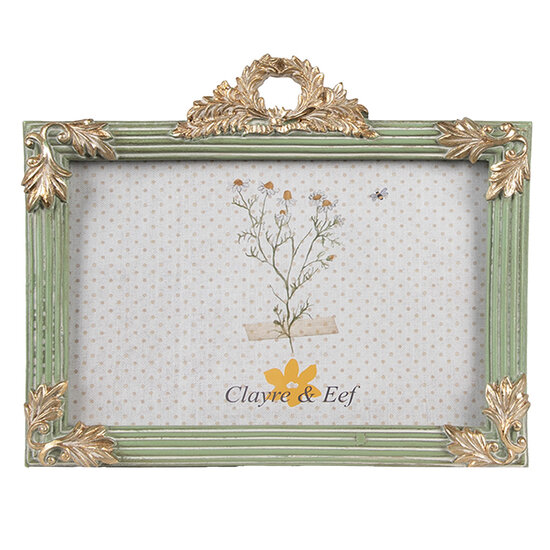 Clayre &amp; Eef | Fotolijst Groen Goudkleurig 17x2x14 cm / 10x15 cm | 2F1140