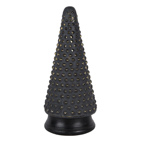 Clayre &amp; Eef | Kerstdecoratie Kerstboom Goudkleurig Grijs &oslash; 14x31 cm | 65384