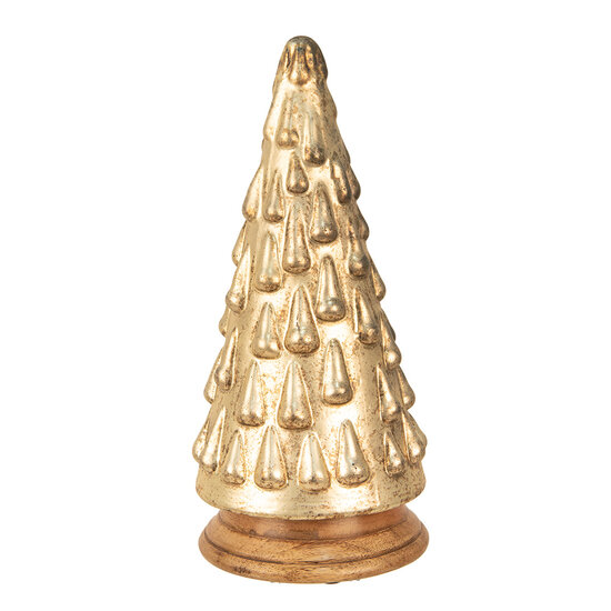 Clayre &amp; Eef | Kerstdecoratie Kerstboom Goudkleurig &oslash; 15x32 cm | 65390