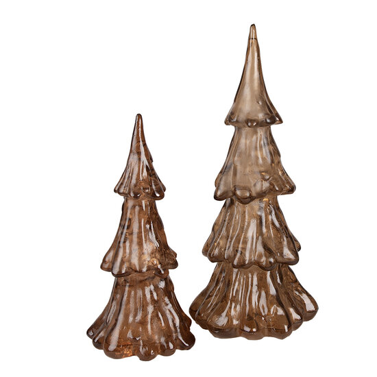 Clayre &amp; Eef | Kerstdecoratie Kerstboom met LED Bruin &oslash; 12x24 cm / 3xAAA | 6PR4364