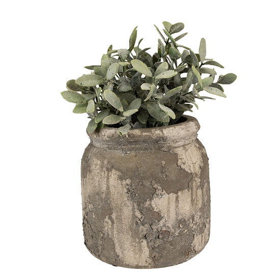 Clayre &amp; Eef | Bloempot Binnen Grijs Beige &oslash; 14x13 cm | 6TE0518M