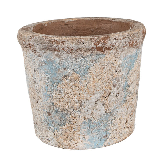 Clayre &amp; Eef | Bloempot Binnen Beige Blauw &oslash; 15x13 cm | 6TE0519M