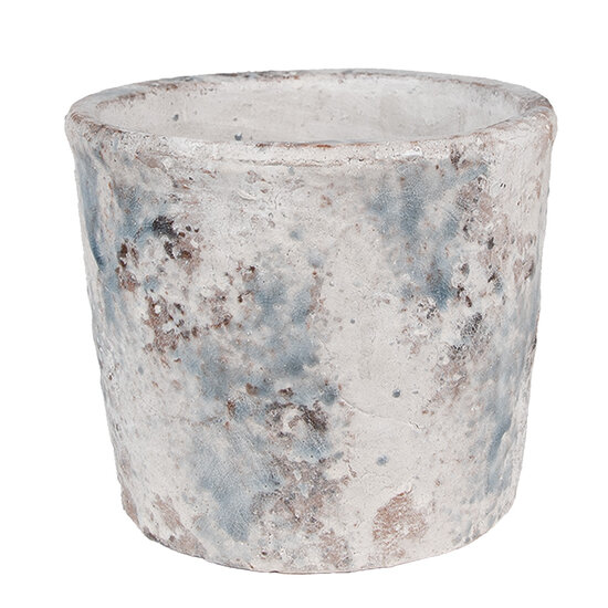 Clayre &amp; Eef | Bloempot Binnen Wit Blauw &oslash; 18x15 cm | 6TE0520L