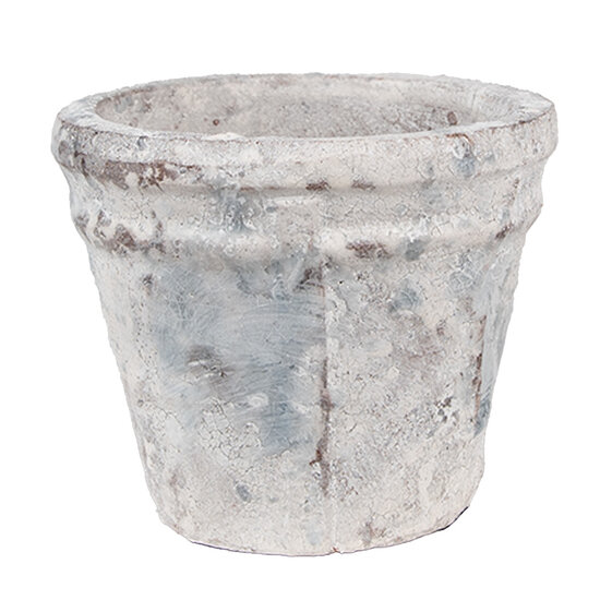 Clayre &amp; Eef | Bloempot Binnen Wit  Blauw &oslash; 10x8 cm | 6TE0520S