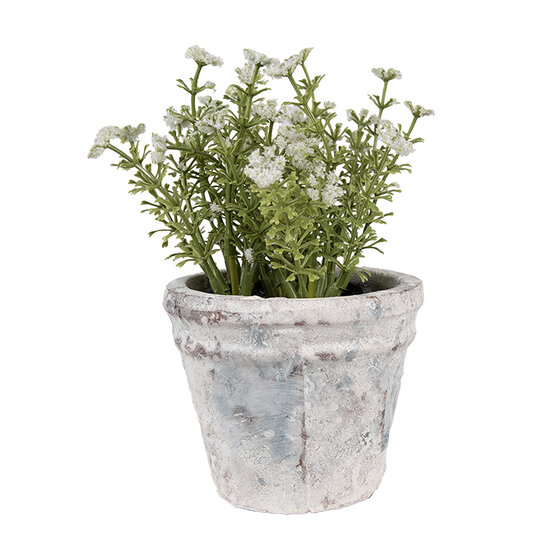 Clayre &amp; Eef | Bloempot Binnen Wit  Blauw &oslash; 10x8 cm | 6TE0520S