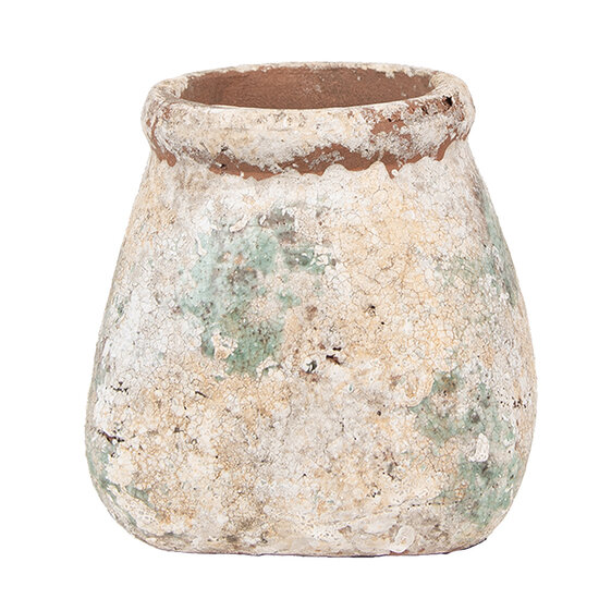 Clayre &amp; Eef | Bloempot Binnen Beige Grijs 14x14x13 cm | 6TE0532M