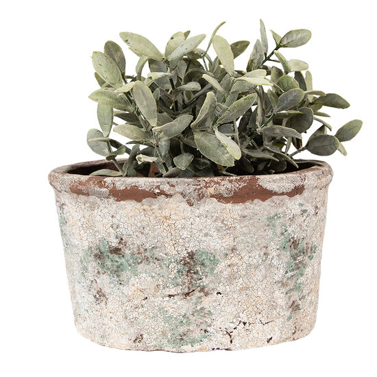 Clayre &amp; Eef | Bloempot Binnen Beige Groen 21x13x12 cm | 6TE0534L