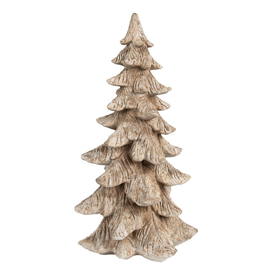 Clayre &amp; Eef | Kerstdecoratie Kerstboom Bruin Wit 19x19x39 cm | 6PR4161