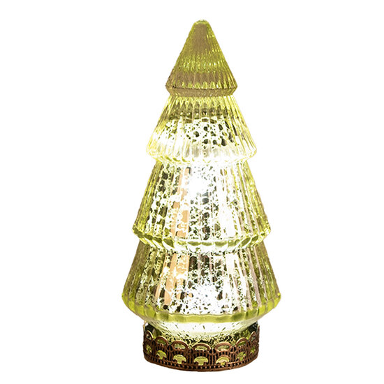 Clayre &amp; Eef | Kerstdecoratie Beeld Kerstboom met LED Groen &oslash; 7x16 cm | 6GL4569GR