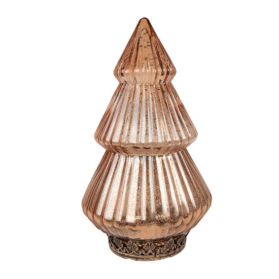 Clayre &amp; Eef | Kerstdecoratie Kerstboom met LED Koperkleurig &oslash; 13x23 cm / 2xAAA | 6GL4573KO