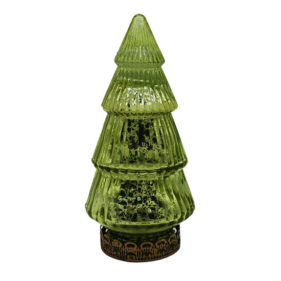 Clayre &amp; Eef | Kerstdecoratie Beeld Kerstboom met LED Geel &oslash; 8x16 cm | 6GL4602